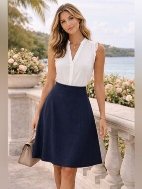 Brooks Brothers Navy A-Line Skirt Size 10 Classic Work Office